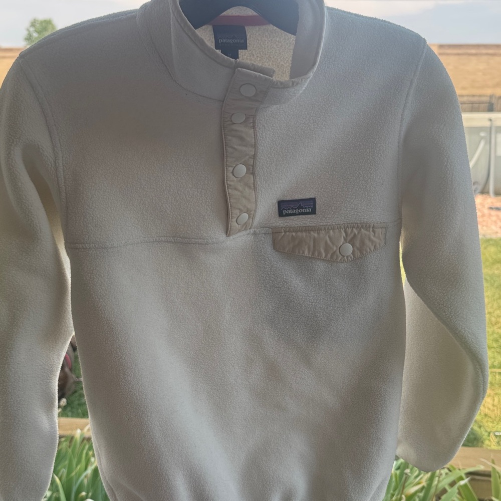 Patagonia Kids Cream Fleece Crewneck Sweater